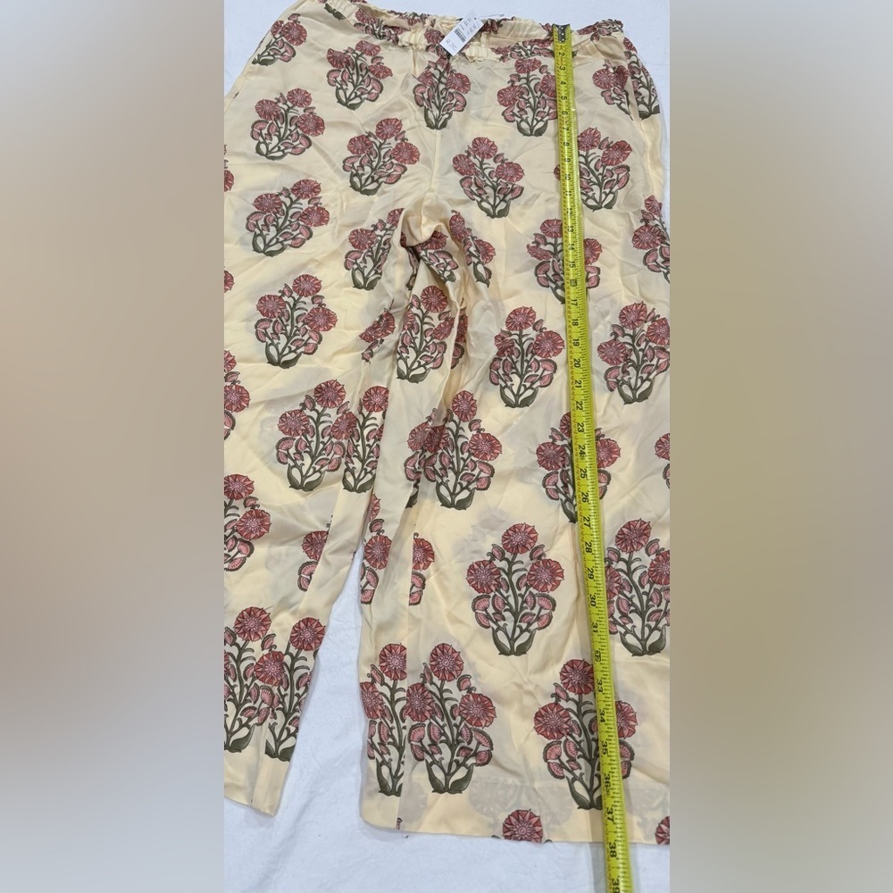 J. Crew Cream and tan Floral Wide Leg Pants - Picture 5 of 7